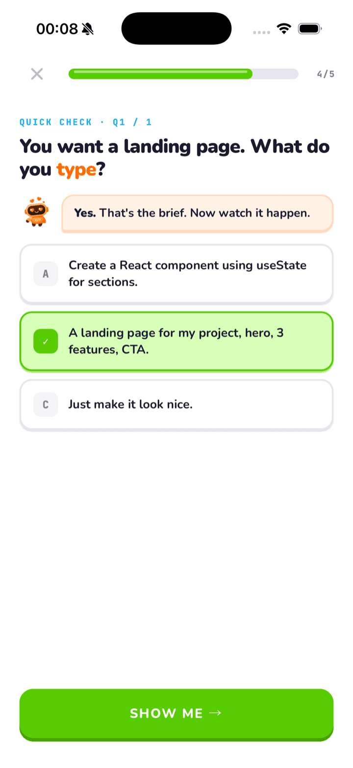 Vibo Quiz screen